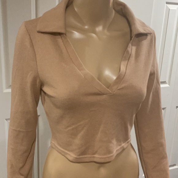 Ardene - Long sleeve V-Neck Crop top Sz S - Picture 1 of 10